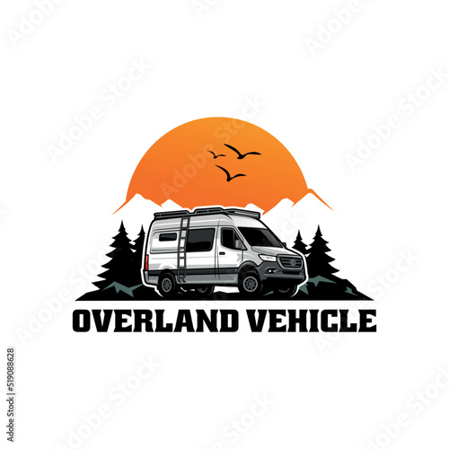 rv motorhome camping car illustration logo vector