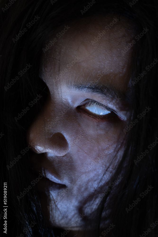 Girl ghost woman death the horror is screaming darkness and nightmare background of scary fear on hell is monster devil in halloween festival. Girl ghost woman death the horror is screaming darkness and nightmare background of scary fear on hell is monster devil in halloween festival.