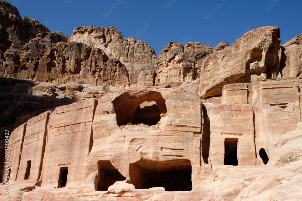 Petra archaeological site: rock-cut Nabatean tombs