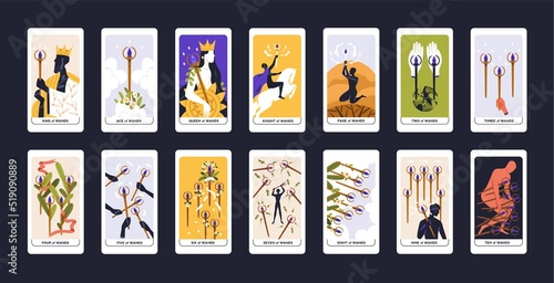 Print op canvas Tarot cards deck set