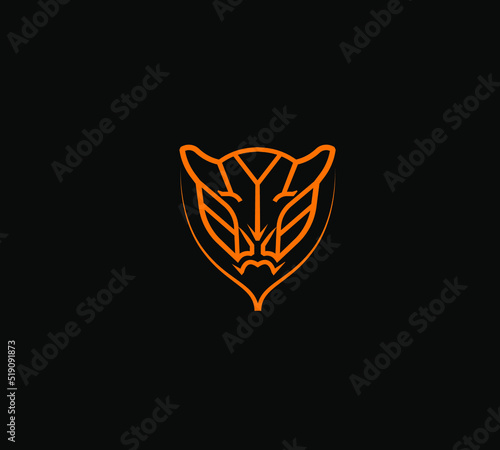 Fototapeta Naklejka Na Ścianę i Meble -  Line Style Tiger Face Abstract Vector Icon, Symbol or Logo Template