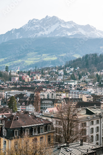 Aerial view of the Old Town of Lucerne  Canton of Lucerne  Switzerland
