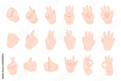 sign language hand signal 3d graphic vector illustration on white