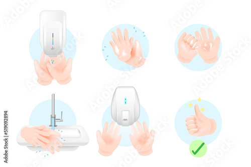 hand washing cartoon style vector illustration on white