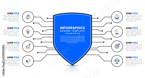 Infographic template. Cyber security concept with 8 steps