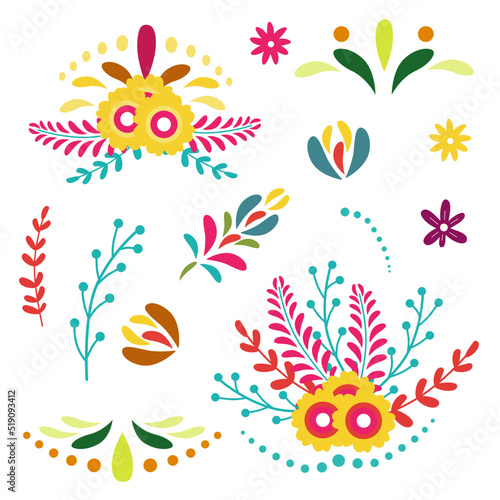 Set of floral ornaments . Flower pattern vector illustration