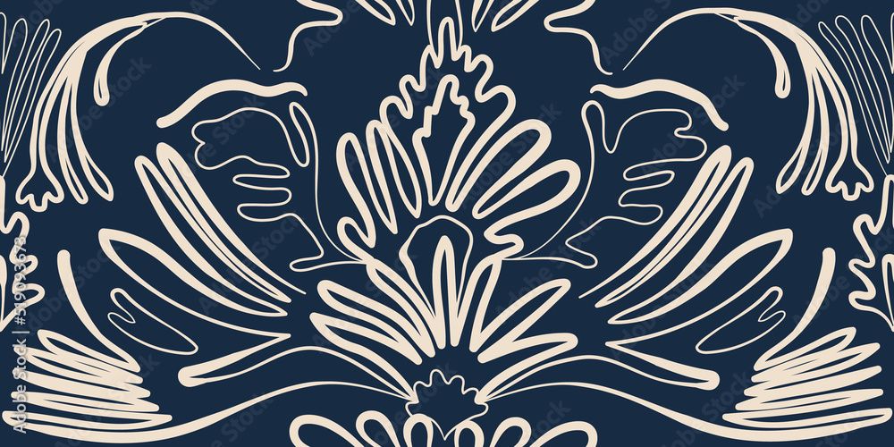 Hand drawn line art abstract organic shapes pattern. Collage ...