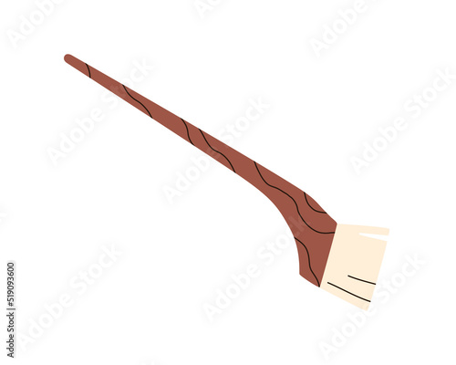 Paint brush with wide bristle and curved handle. Wash paintbrush for drawing,...