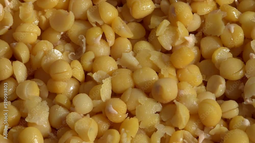 glossy cooked yellow peas rotating turntable clockwise shot. 4K glossy cooked yellow peas rotating turntable clockwise shot. 4K