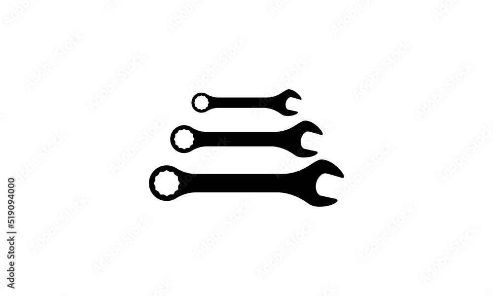 wrench spanner set vector icon, mechanic tool illustration, service, repair symbol isolated