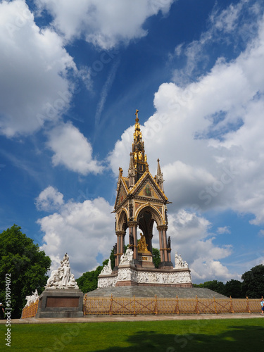 The Royal Albert Memorial in Kensington in London on a bright summer's day