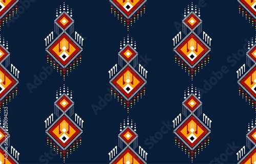 Geometric ethnic oriental seamless pattern traditional Design for background,carpet,wallpaper.clothing,wrapping,Batik fabric,Vector illustration.embroidery style - Sadu, sadou, sadow or sado