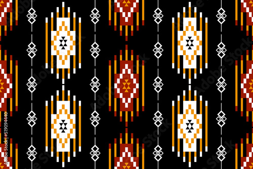 Geometric ethnic oriental seamless pattern traditional Design for background,carpet,wallpaper.clothing,wrapping,Batik fabric,Vector illustration.embroidery style - Sadu, sadou, sadow or sado