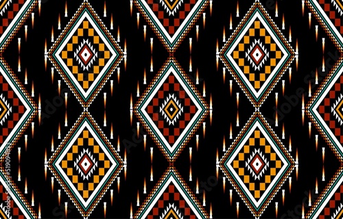 Geometric ethnic oriental seamless pattern traditional Design for background,carpet,wallpaper.clothing,wrapping,Batik fabric,Vector illustration.embroidery style - Sadu, sadou, sadow or sado