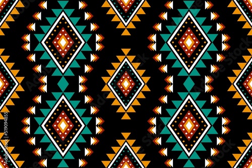 Geometric ethnic oriental seamless pattern traditional Design for background,carpet,wallpaper.clothing,wrapping,Batik fabric,Vector illustration.embroidery style - Sadu, sadou, sadow or sado