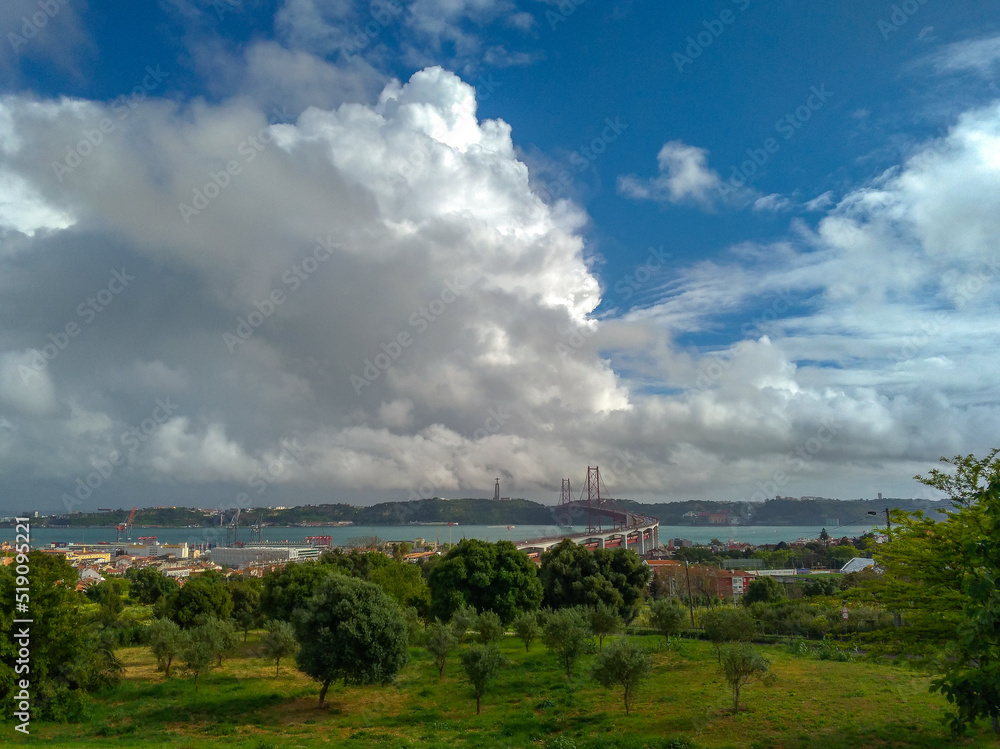 The 25th of april above the tagus river located in the capital city of Portugal, Lisbon