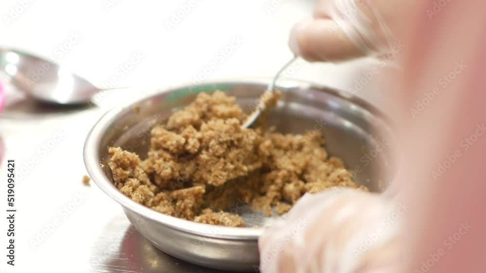 making homemade candy sticks. mixing ingredients. close up making homemade candy sticks. mixing ingredients. close up
