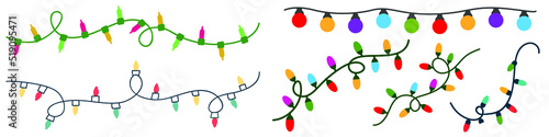 Christmas garlands vector icon set. New year light strand illustration sign collection. Christmas lights symbol.