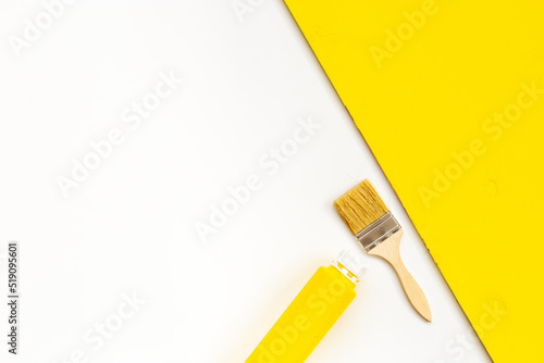 Paint brush with color for house renovation and wall painting