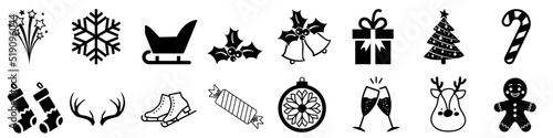 Christmas icon vector set. new year illustration symbol collection. 