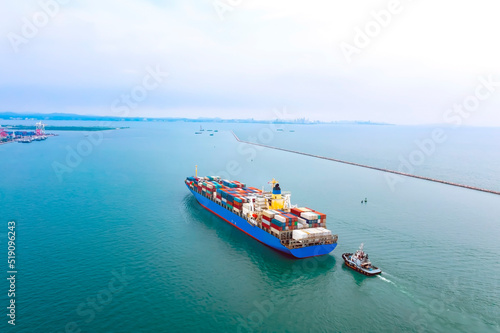 The Business ship Logistics Cargo concept and the map global partner connection of Container Cargo freight ship for Import Export ,which The logistic and transportation of International image
