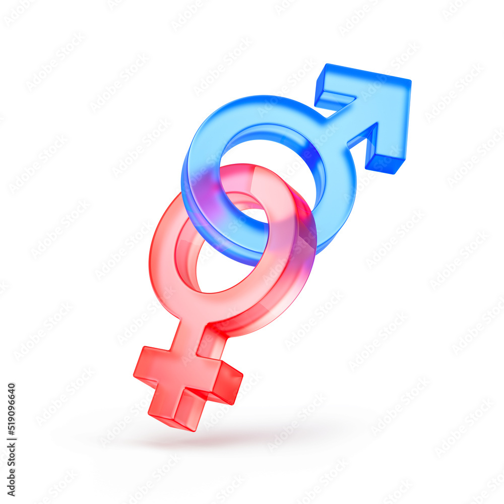 Male And Female Symbols isolated on white - Love concept. 3d rendering Male And Female Symbols isolated on white - Love concept. 3d rendering