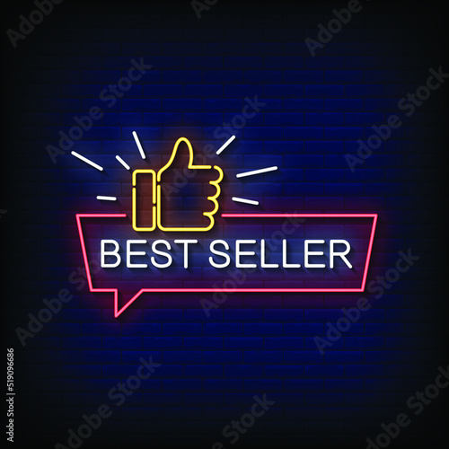 Neon Sign best seller with Brick Wall Background Vector