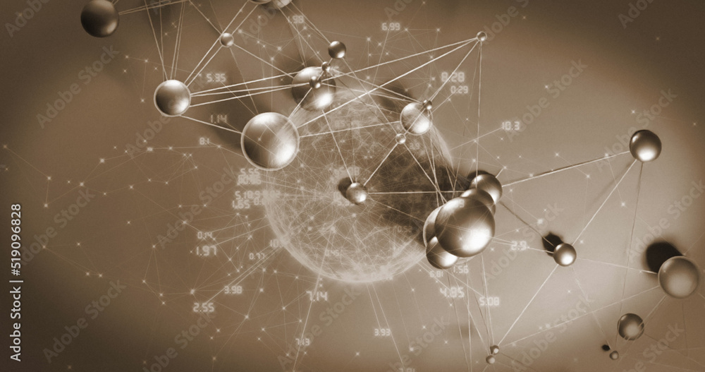 Obraz premium Image of network of connections over brown background