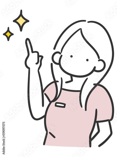 美容についてアドバイスする美容部員女性のおしゃれな線画イラスト
