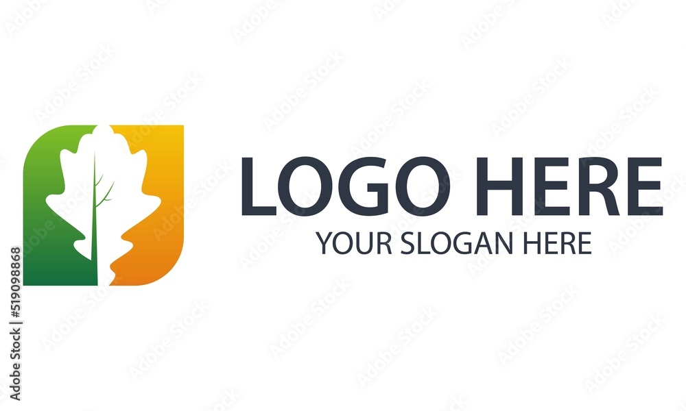 Green and Orange Square Negative Space Leaf Logo App Icon Design Green and Orange Square Negative Space Leaf Logo App Icon Design