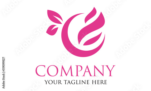 Pink Color Beautiful Abstract Circle Leaf Nature Eco Logo Design