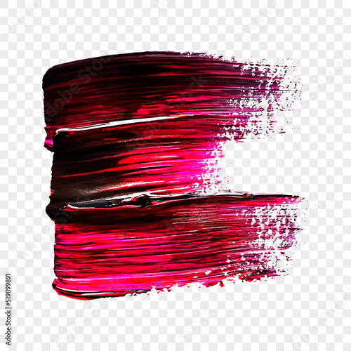 Pink and black brush strokes isolated on transparent background, creative illustration, color stain, abstract watercolor. Vector illustration