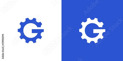 Strong and modern initial letter G gear mechanical logo design