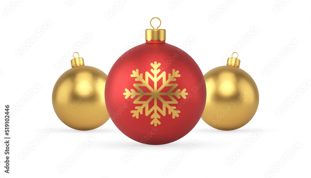 Metallic glossy Christmas ball toy with snowflake winter holiday ornament realistic 3d icon vector Metallic glossy Christmas ball toy with snowflake winter holiday ornament realistic 3d icon vector