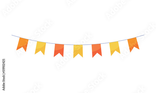Flag garland semi flat color vector object. Party decor and accessory. Full sized item on white. Festive staff simple cartoon style illustration for web graphic design and animation