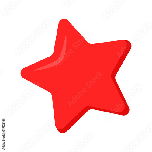 Red star semi flat color vector object. Winner award. Party ornament. Button. Full sized item on white. Childish staff simple cartoon style illustration for web graphic design and animation