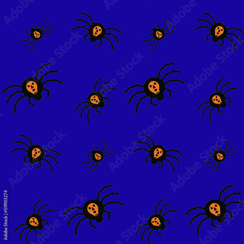 Spiders for Halloween. Seamless pattern. Vector illustration. Surface pattern design. © PorEka