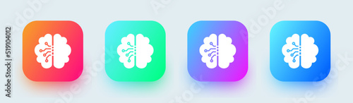 Brain solid icon in square gradient colors. Human mind signs vector illustration.