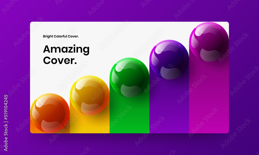 Creative corporate cover design vector concept. Minimalistic 3D spheres front page template.