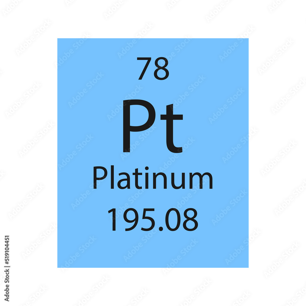 Platinum symbol. Chemical element of the periodic table. Vector illustration.