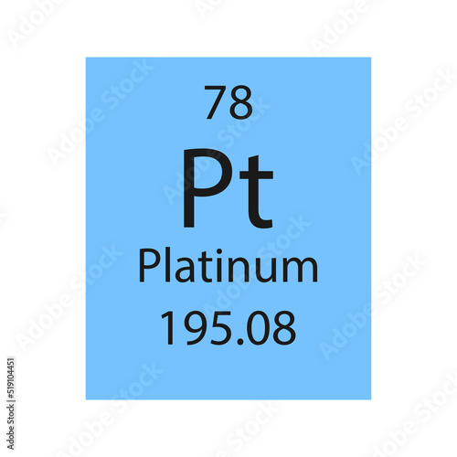 Platinum symbol. Chemical element of the periodic table. Vector illustration.