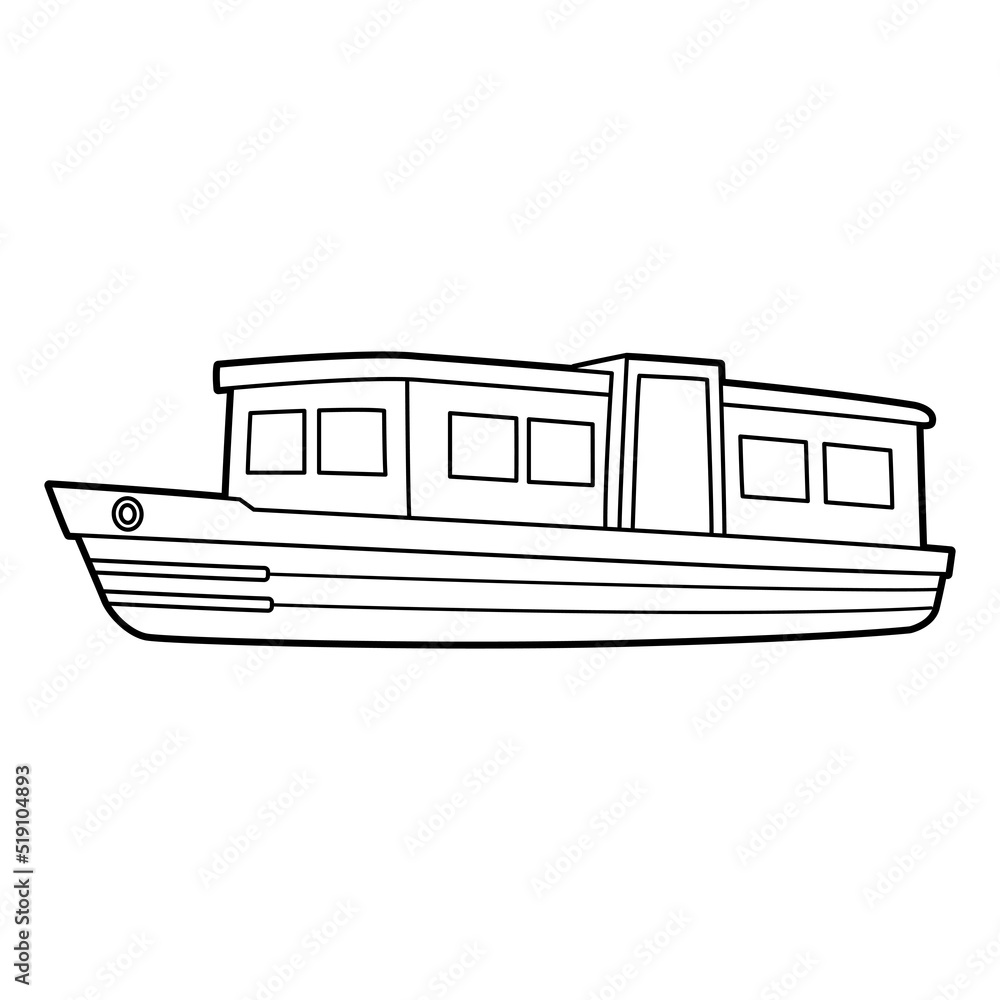 Narrow Boat Vehicle Coloring Page for Kids Stock Vector | Adobe Stock
