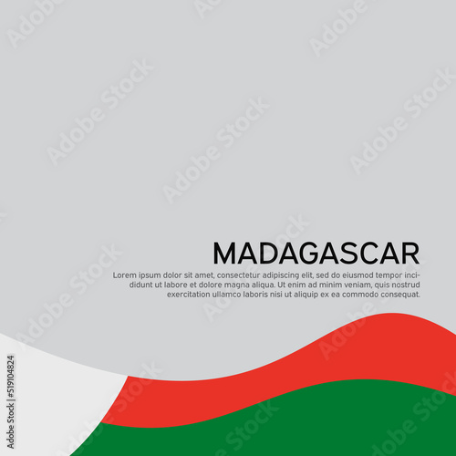 Abstract waving flag of madagascar. Creative background for the design of the patriotic holiday card madagascar. National Poster. Flat style. Business booklet, banner, flyer. Vector design