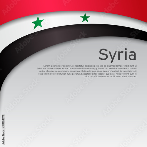 Abstract waving Syria flag. National syrian poster. Creative background for design of patriotic holiday card. State syria patriotic cover, flyer. Paper cut style. Vector tricolor design