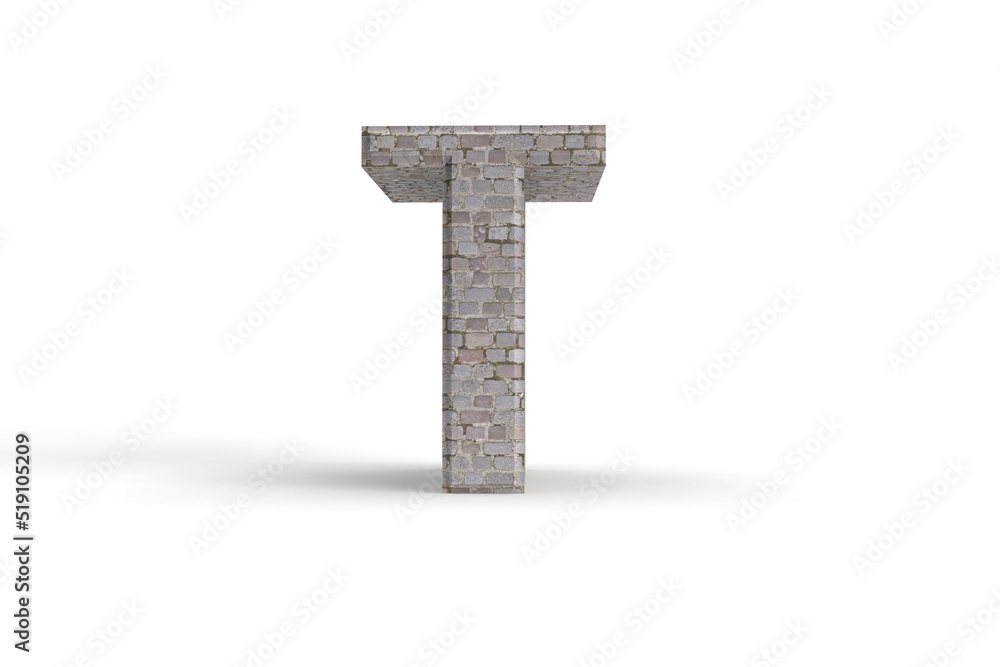 Old style brick stone letter T