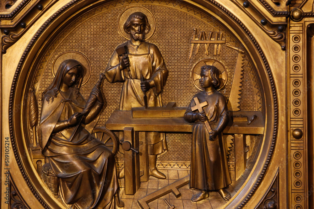 The Holy Family in Saint Joseph's carpentry workshop -St Joseph's chapel, Notre Dame de la Treille cathedral
