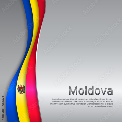 Abstract waving moldova flag. State patriotic moldavian cover, flyer. Creative background for moldova patriotic holiday card design. Paper cut style. National poster. Business booklet. Vector design photo