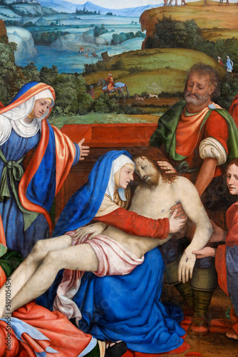 The Lamentation over the Christ's death, by Andrea di Bartolo (1465).