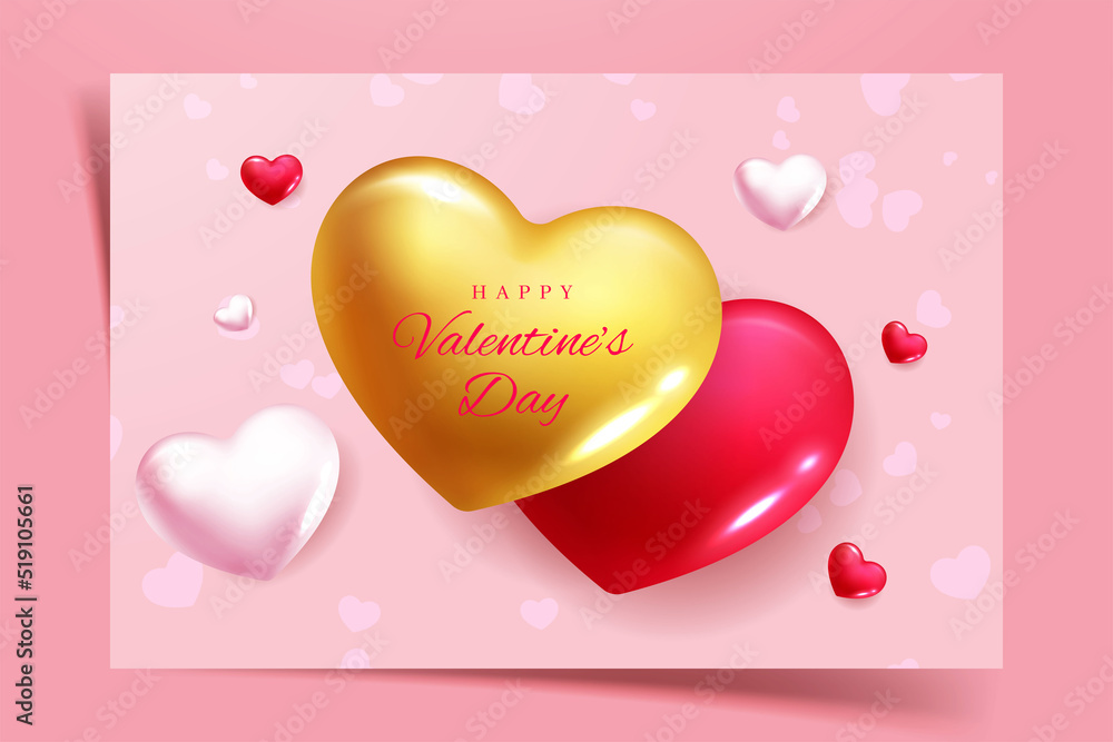 Romantic background with red heart shape balloon