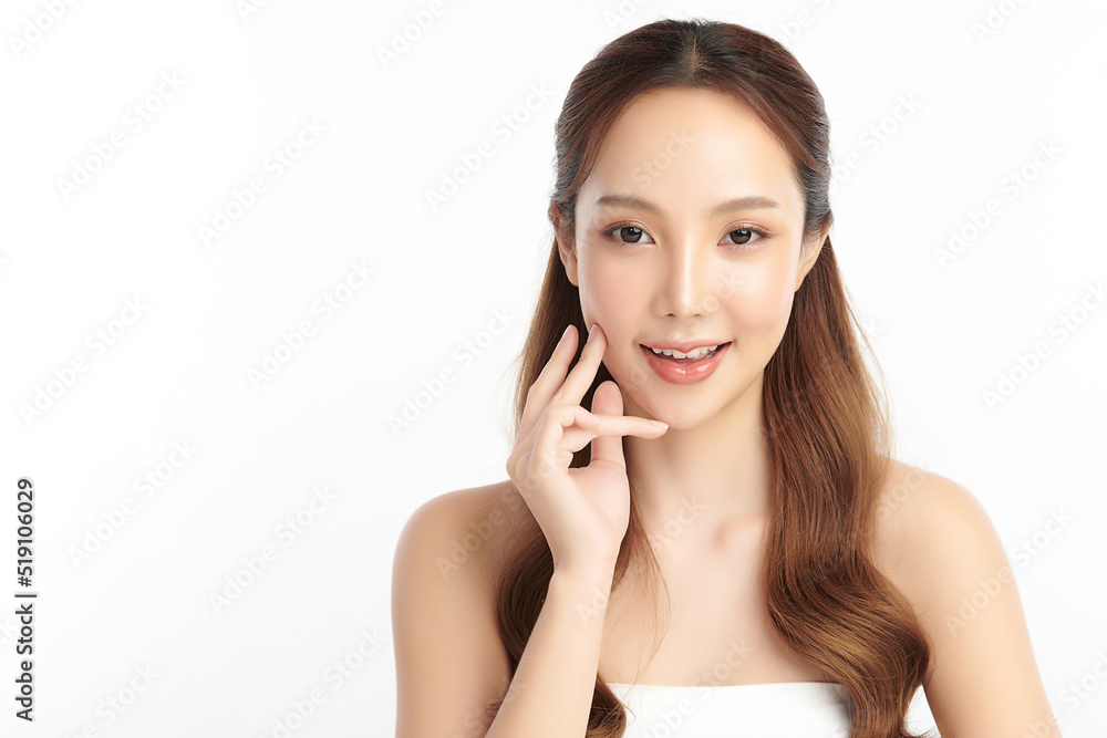 Beautiful young asian woman with clean fresh skin on white background, Face care, Facial treatment, Cosmetology, beauty and spa, Asian women portrait. Beautiful young asian woman with clean fresh skin on white background, Face care, Facial treatment, Cosmetology, beauty and spa, Asian women portrait.